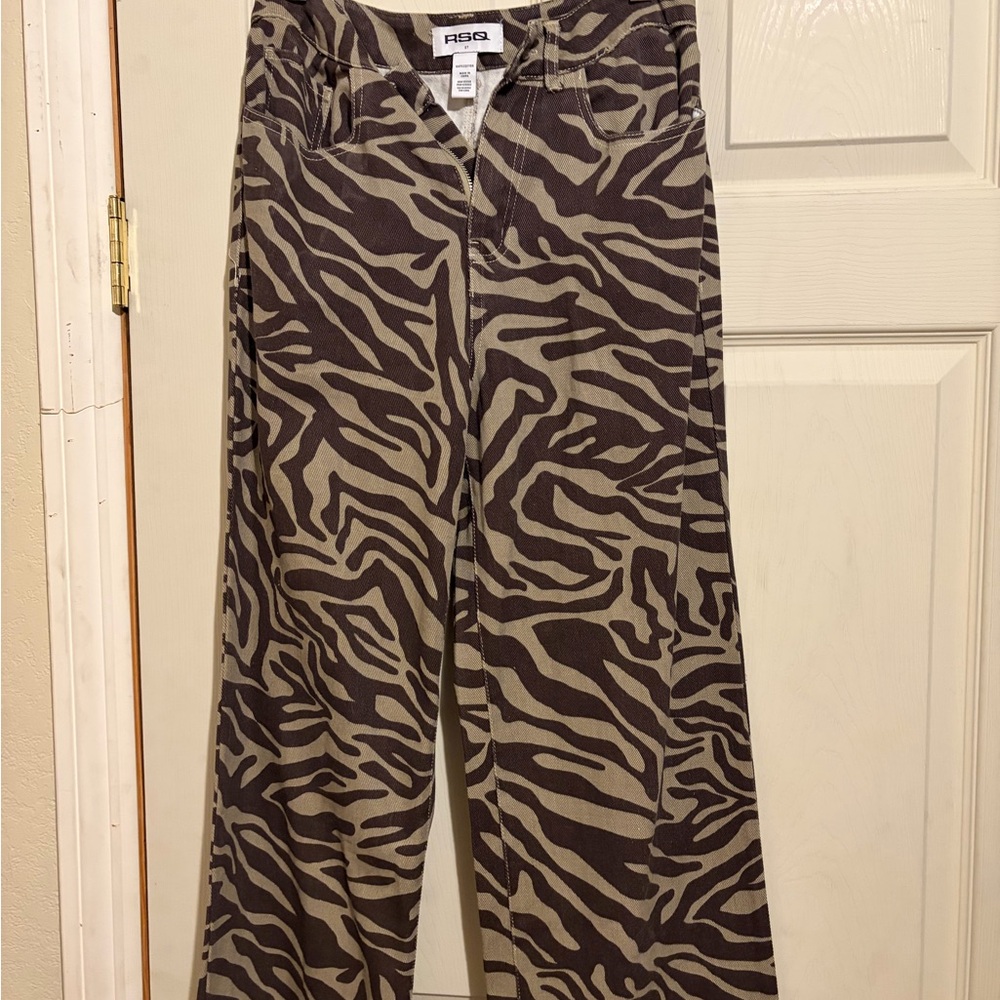 RSQ Brown and Tan Animal Print Pants